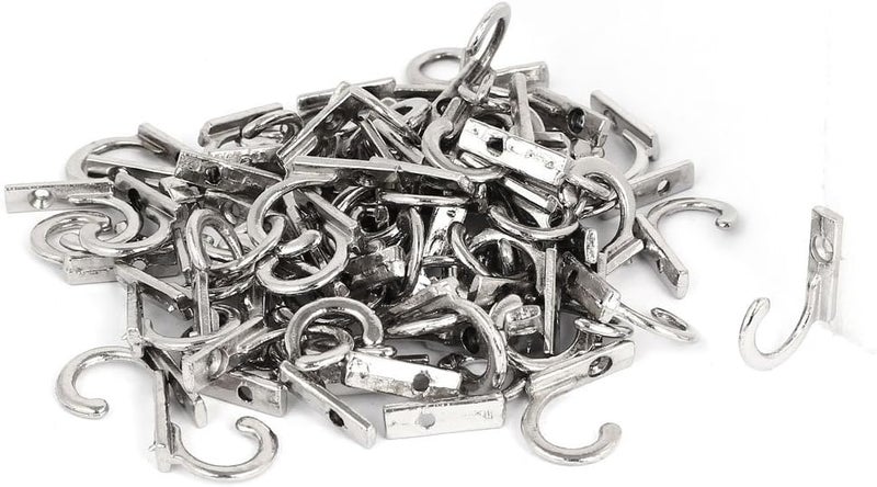 Aexit Robe Coat Nails, Screws & Fasteners Hat Single Hanger Hook Silver Tone 28mm x 6mm x Picture Hangers 22mm 80PCS - Image 1