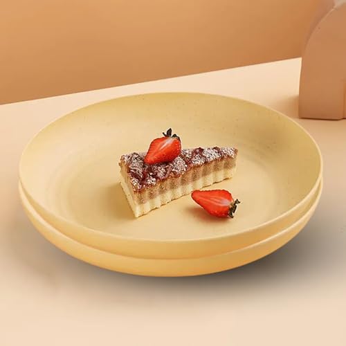 aDai 9" Wheat Straw Round Dinner Plate | Eco-Friendly, Lightweight & Unbreakable | Microwave & Dishwasher Safe Food Dish | Steak Plate, Serving Tray for Kitchen, Restaurant, Parties & Gifting - Image 1