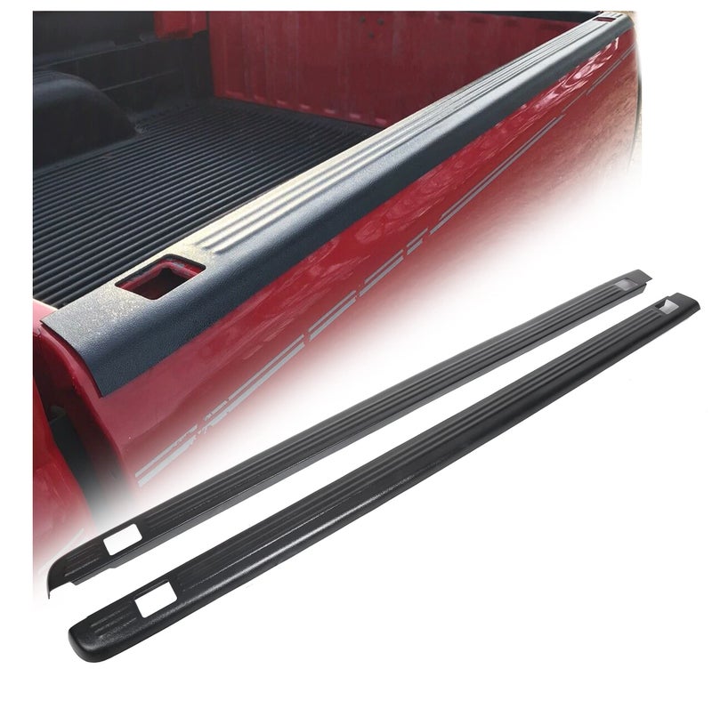أغطية قضبان سرير ECOTRIC للشاحنات متوافقة مع شيفروليه سيلفرادو 1999-2006 و GMC سييرا 1500 2500 3500 كلاسيك فقط مع ثقوب السكة 66 سرير تشطيب أسود مخطط مجموعة من 2