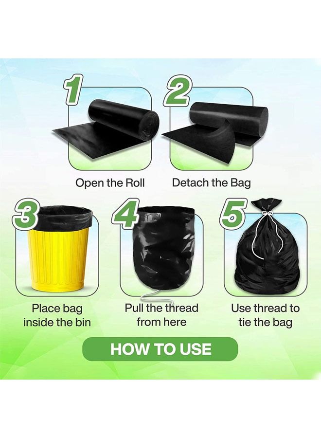cleaning superstore Multi-Purpose Drawstring Garbage Bag Roll for Garbage Bin/Dust Bin/Waste Basket/50 Gallons/20 Bags/75x103 cm Black (Pack Of 1) - Image 5