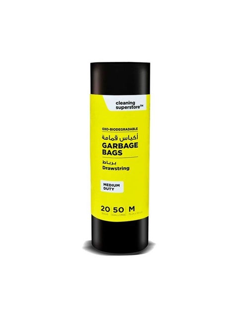 Multi-Purpose Drawstring Garbage Bag Roll for Garbage Bin/Dust Bin/Waste Basket/50 Gallons/20 Bags/75x103 cm Black (Pack Of 1)