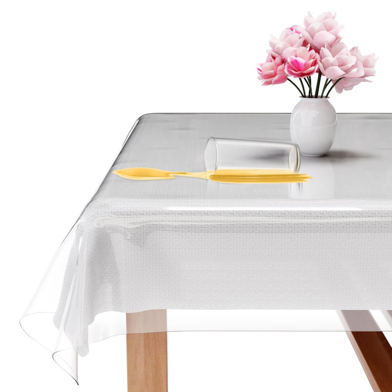 XFasten Plastic Table Cover Transparent 54 x 108 Inch Waterproof StainProof Vinyl Clear Plastic Tablecloth Protector NonYellowing Clear Table Cover Protector for Dining Room Rectangle Table