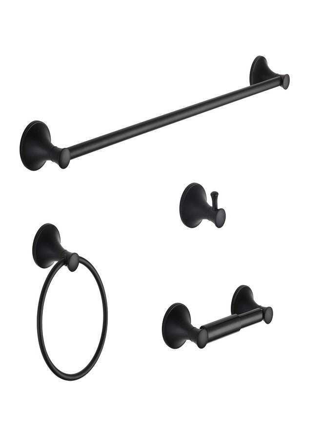 BGL Black Bathroom Hardware Set - 4-Piece Towel Holder Set with 18 or 24 Inch Towel Bar - Image 1