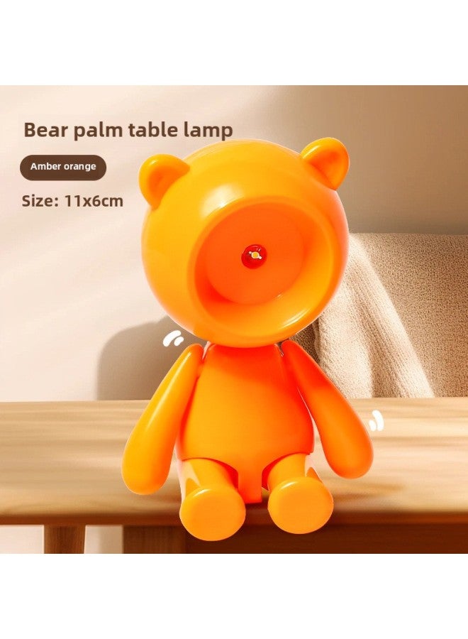 Creative Mini LED Small Table Lamp Foldable Student House Lamp Warm Color Eye Protection Reading Table Lamp With Clip-Color:Bear Table Lamp Amber Orange  - Image 1
