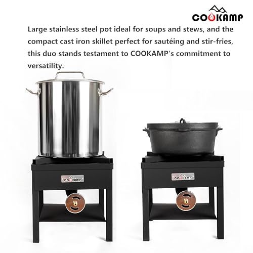 COOKAMP High Pressure Banjo 1-Burner Outdoor Propane Gas Cooker 260000 BTU with 0-30 PSI Adjustable Regulator and Steel Braided Hose For Outdoor Cooking Turkey Fry (BALCK) SA1750 - Image 2