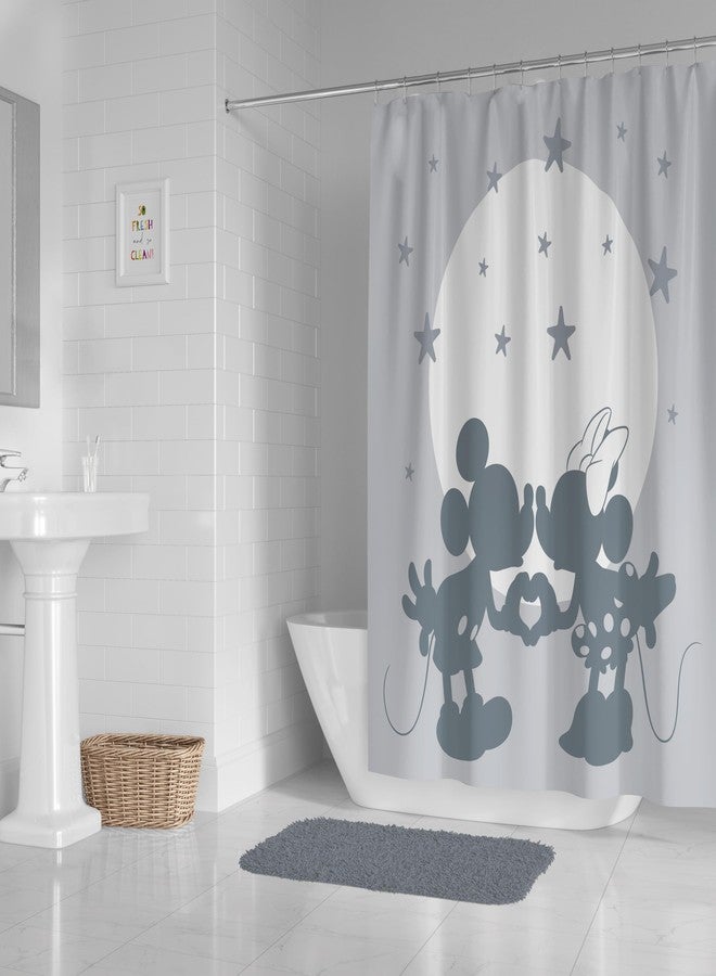 Jay Franco Disney Mickey Mouse and Minnie Mouse Shower Curtain - Licensed Bathroom Décor for Kids or Teens - 70 x 72 Inch Washable Fabric Curtain - Image 2