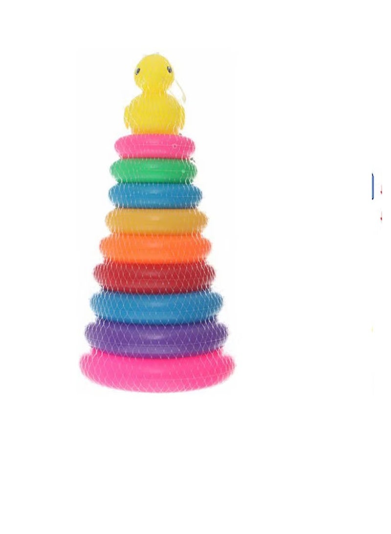 لعبة حلقات التكديس مع بطة مكونة من 9 قطع ، ألوان متعددة . 15.1x32.1x20.7سم