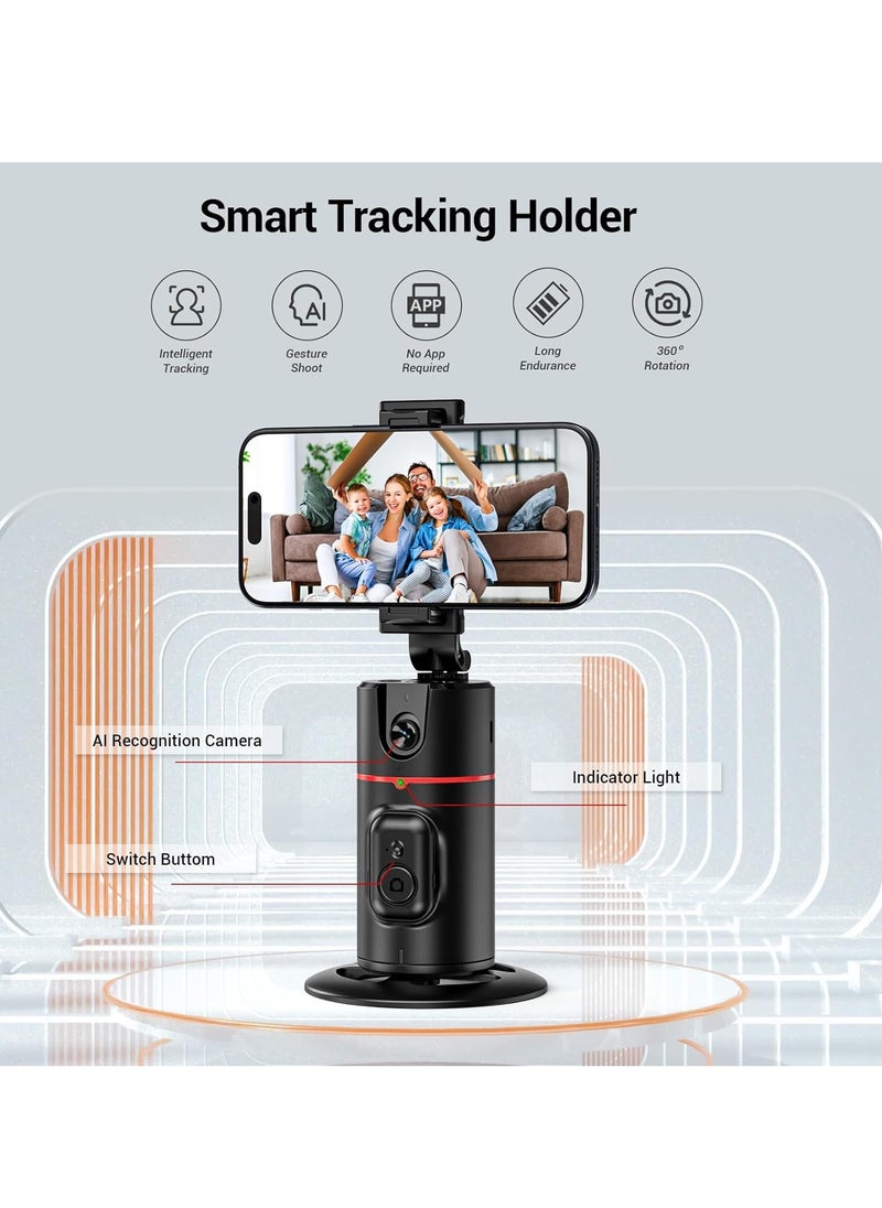 Auto Face Tracking Tripod 360° Rotating – Auto Tracking Phone Holder with Remote & Gesture Control, No App Required, Smart Camera Stand for Vlog/TikTok Live Video Recording