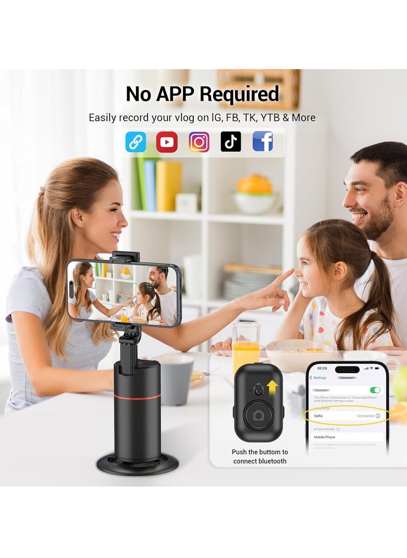 Auto Face Tracking Tripod 360° Rotating – Auto Tracking Phone Holder with Remote & Gesture Control, No App Required, Smart Camera Stand for Vlog/TikTok Live Video Recording