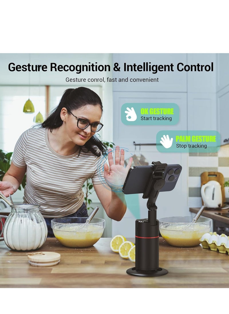 Auto Face Tracking Tripod 360° Rotating – Auto Tracking Phone Holder with Remote & Gesture Control, No App Required, Smart Camera Stand for Vlog/TikTok Live Video Recording