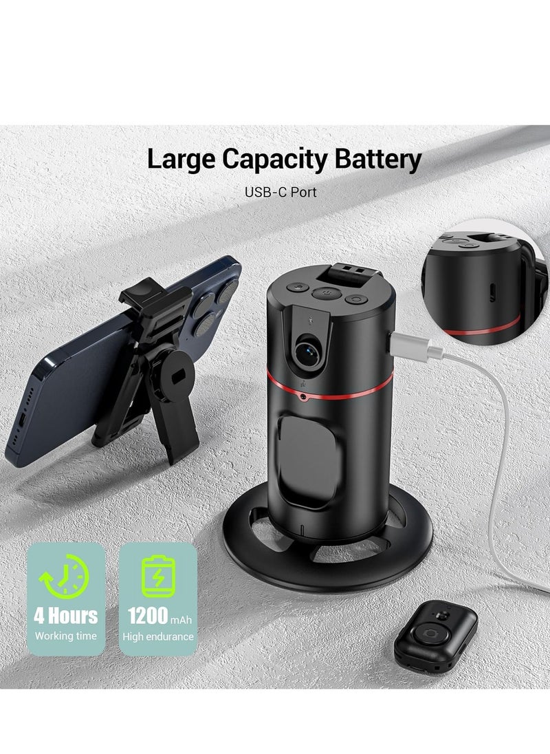 Auto Face Tracking Tripod 360° Rotating – Auto Tracking Phone Holder with Remote & Gesture Control, No App Required, Smart Camera Stand for Vlog/TikTok Live Video Recording
