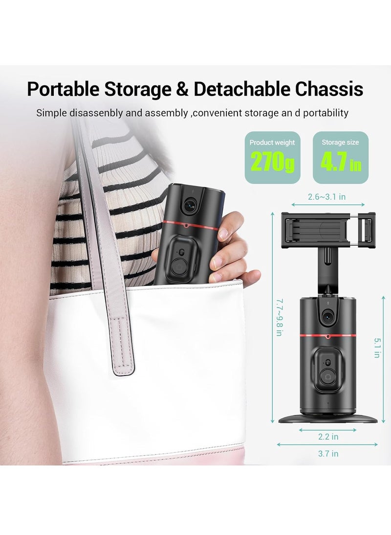 Auto Face Tracking Tripod 360° Rotating – Auto Tracking Phone Holder with Remote & Gesture Control, No App Required, Smart Camera Stand for Vlog/TikTok Live Video Recording