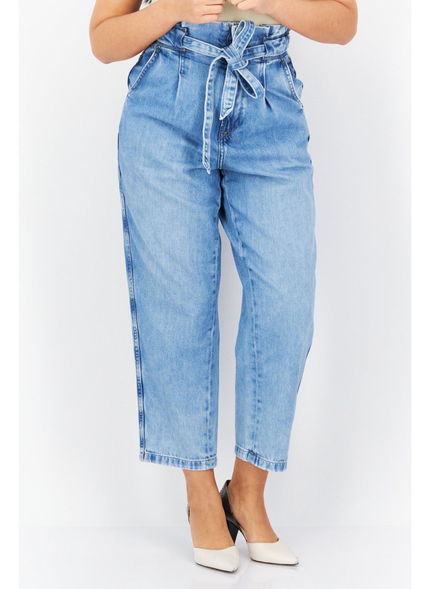 Pepe Jeans Women Tapered Fit Wash Non-Stretchable Denim, Blue  - Image 1