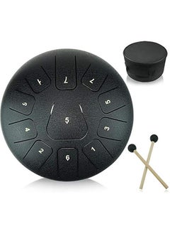 Generic 12 inches Steel Tongue Drum Black 11 Notes,C Major,with Padded Drum Bag and Couple of Mallets, peaceful sound  - Image 1
