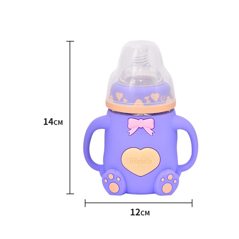 A Generation Of Baby Silicone Glass Bottle Baby Anti-Fall Anti-Flatulence Children'S Glass Bottle Mother And Baby Supplies - Image 1