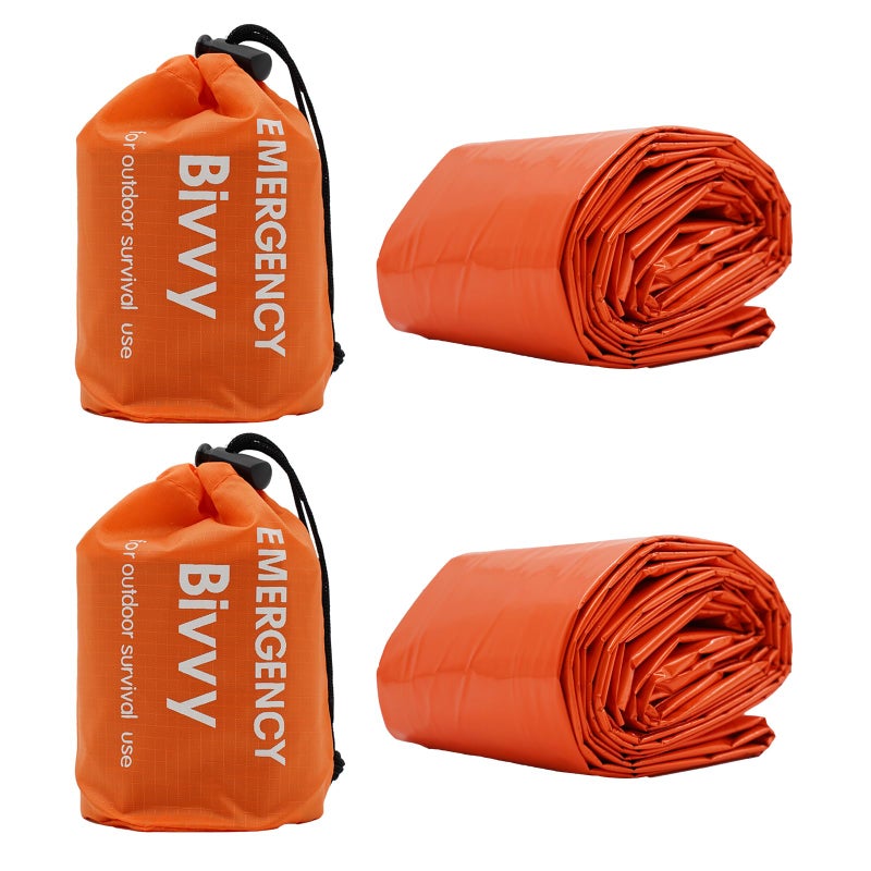 RLXMARTD Emergency Sleeping BagBivvy BagSurvival Sleeping BagCamping Bivy SacksEmergency BlanketsSurvival Sleeping Bag with Survival Bracelet for Camping and Outdoor Hiking Orange - Image 2