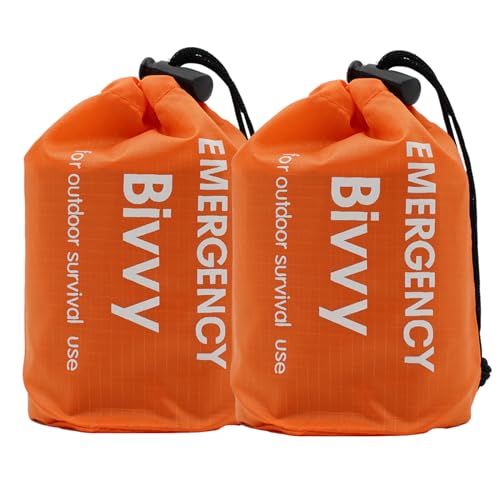 RLXMARTD Emergency Sleeping BagBivvy BagSurvival Sleeping BagCamping Bivy SacksEmergency BlanketsSurvival Sleeping Bag with Survival Bracelet for Camping and Outdoor Hiking Orange - Image 3