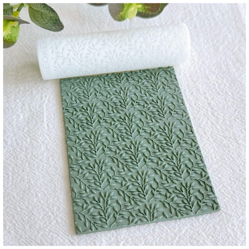 KEOKER Polymer Clay Texture Roller - Great for Making Earrings, Like Texture Sheets, Works with Clay Cutters (Olive Leaves) - Image 1