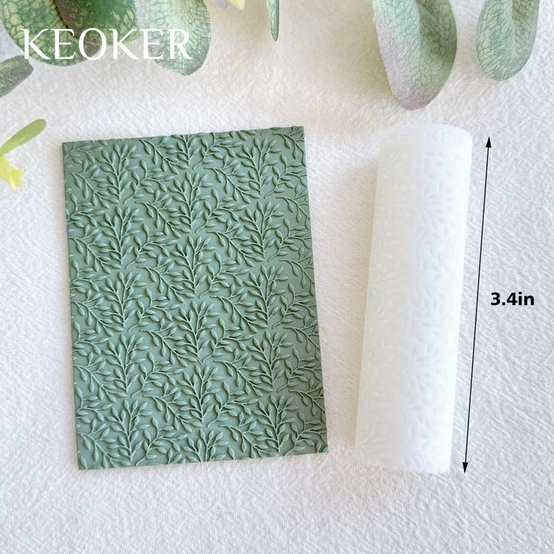 KEOKER Polymer Clay Texture Roller - Great for Making Earrings, Like Texture Sheets, Works with Clay Cutters (Olive Leaves) - Image 4