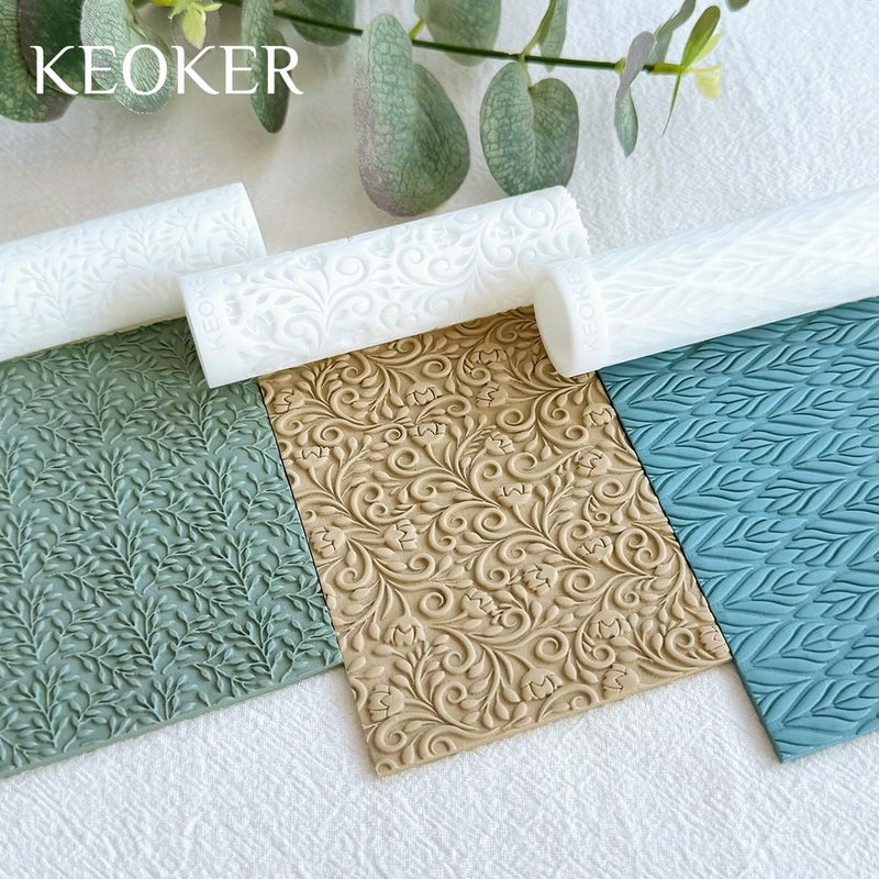 KEOKER Polymer Clay Texture Roller - Great for Making Earrings, Like Texture Sheets, Works with Clay Cutters (Olive Leaves) - Image 5