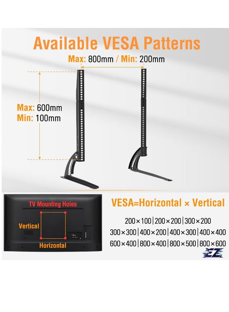 ELTRAZONE Universal Table Top TV Stand for Most 32 to 70 inch LCD LED Plasma Flat Screen TVs, TV Base Height Adjustable Leg Stand Holds up to 88 lbs, VESA up to 800x600mm  - Image 2