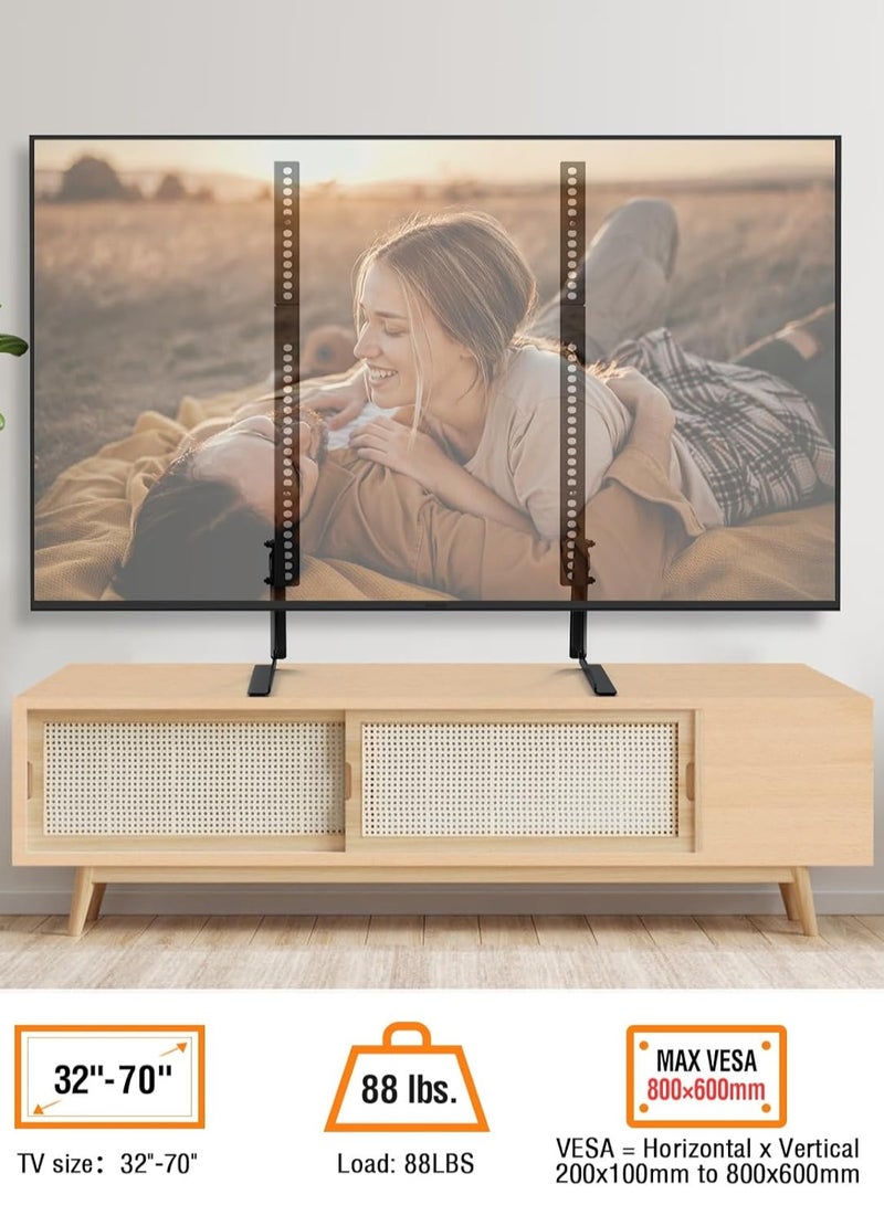 ELTRAZONE Universal Table Top TV Stand for Most 32 to 70 inch LCD LED Plasma Flat Screen TVs, TV Base Height Adjustable Leg Stand Holds up to 88 lbs, VESA up to 800x600mm  - Image 5