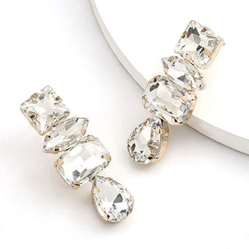 Jyukan Sew on Rhinestones, 180pcs White Rhinestones Mix Shapes Sew on Glass Rhinestone Gems with Prongsfor Crafts, Clothes, Costume, Shoes, Dresses(White) - Image 4