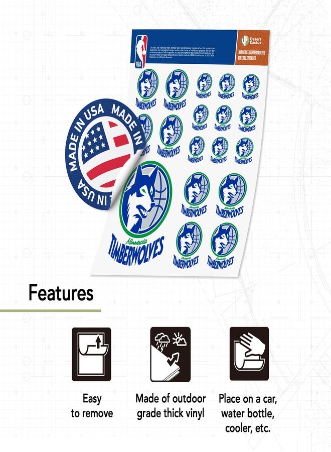 Desert Cactus Minnesota Timberwolves Sticker NBA Officially Licensed Vinyl Decal Laptop Water Bottle Car Scrapbook (Vintage Sheet) - Image 4