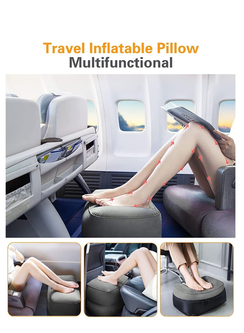 SYOSI Inflatable Foot Rest Pillow for Travel, Kids/ Adults Airplane Travel Pillow-Adjustable Height Cushions, for Kids to Sleep While Traveling, Suitable for Office, Home and Any Travel (Dark Grey)  - Image 2