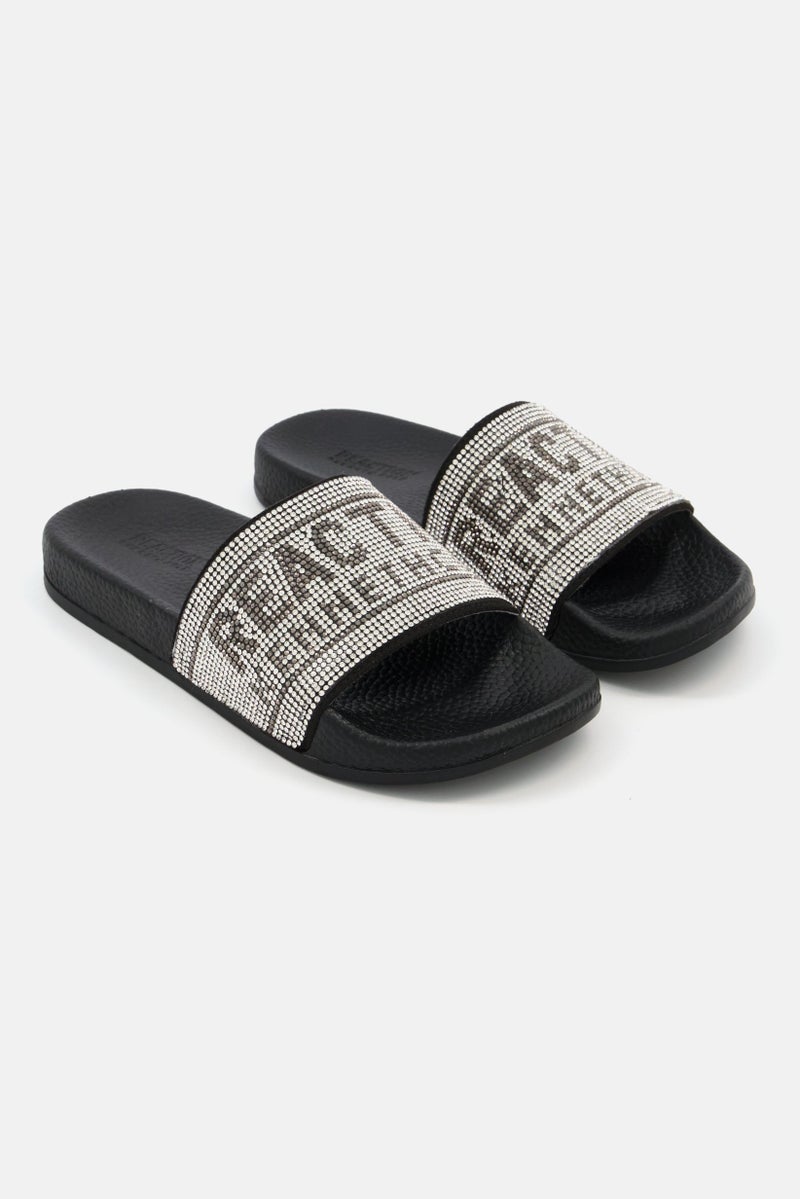 Reaction by Kenneth Cole Kids Girl Jewel Slip On Embellished Slipper, Black  - Image 1
