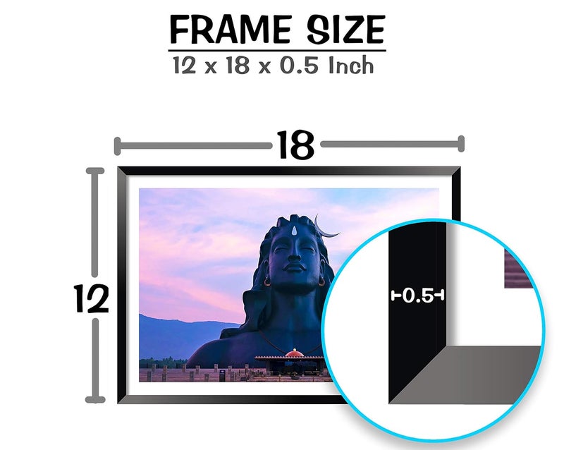 Canvas Pe Shiva Adiyogi painting with frame laminated coated blessing meditation artwork for decor living room home office 14x20 Inch Wall Hanging Frames Synthetic Wood Adiyogi 2 - Image 3