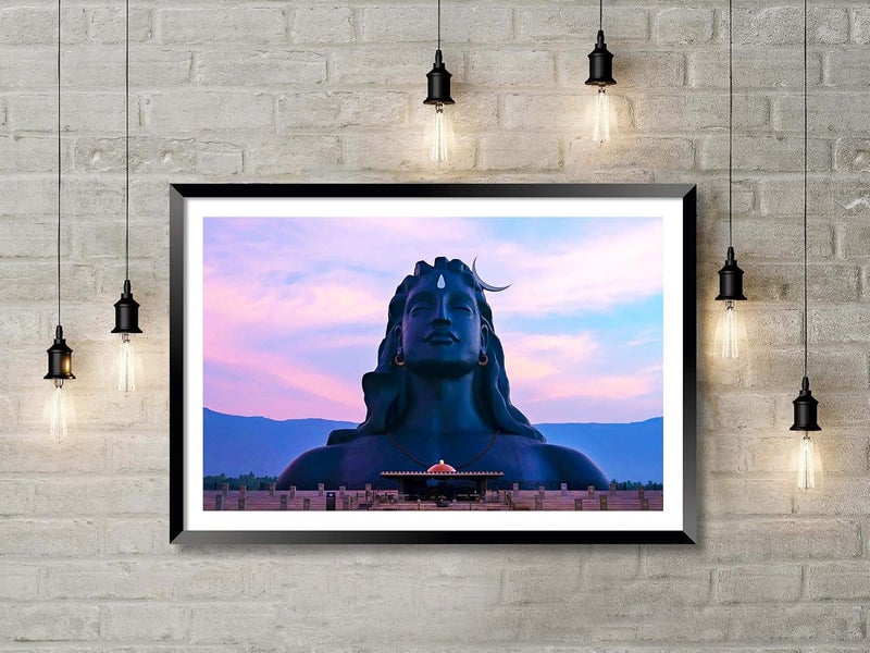 Canvas Pe Shiva Adiyogi painting with frame laminated coated blessing meditation artwork for decor living room home office 14x20 Inch Wall Hanging Frames Synthetic Wood Adiyogi 2 - Image 2