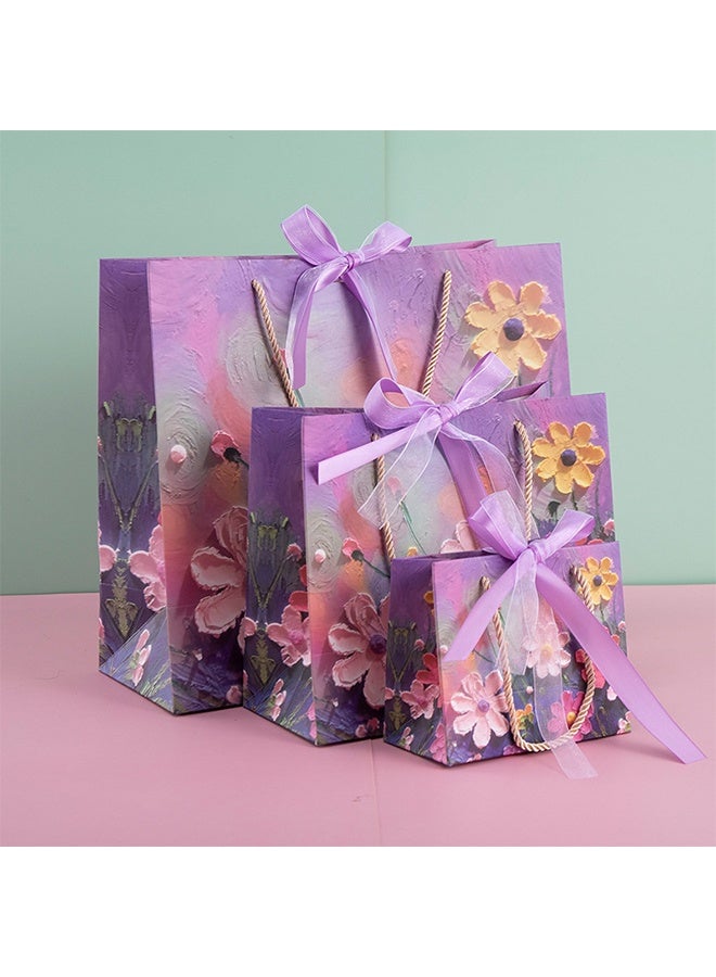 Color Gift Bag with Handle, Oil Painting Gift Paper Bags Medium Size Small Gift Bags Birthday Craft Paper Gift Bags for Presents,Birthdays, Mother's Day,Weddings, Party（25*12*22cm） - Image 1