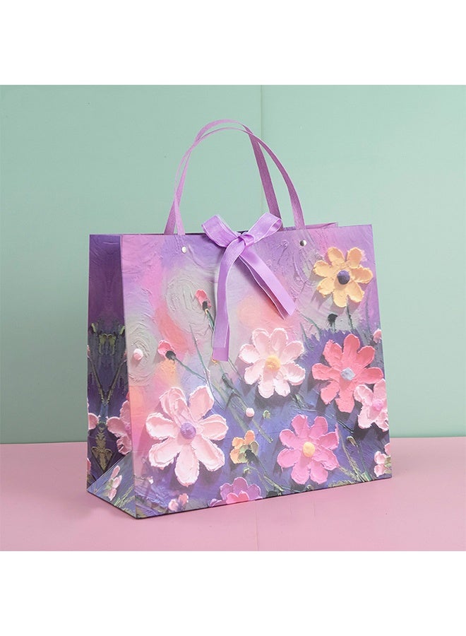Color Gift Bag with Handle, Oil Painting Gift Paper Bags Medium Size Small Gift Bags Birthday Craft Paper Gift Bags for Presents,Birthdays, Mother's Day,Weddings, Party（25*12*22cm） - Image 3