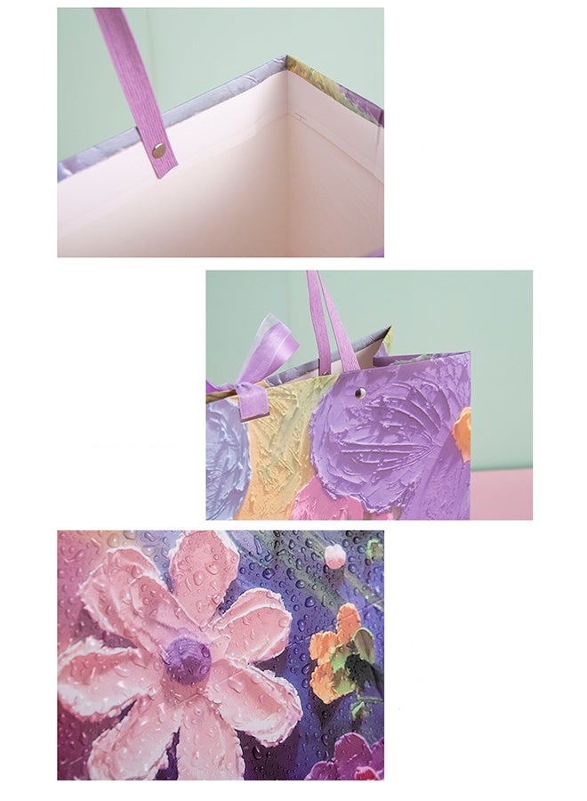 Color Gift Bag with Handle, Oil Painting Gift Paper Bags Medium Size Small Gift Bags Birthday Craft Paper Gift Bags for Presents,Birthdays, Mother's Day,Weddings, Party（25*12*22cm） - Image 4
