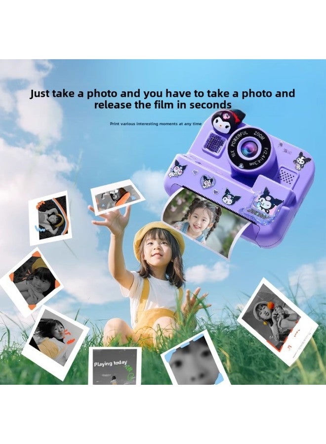 Generic Children's Camera Can Take Pictures And Print Color Non-toys Directly Out Of The Photo Girl Birthday Gift 8-Color:Pink Polaroid-a9600w- Bring Your Own Memory Card-gift Bag Sticker Brush  - Image 4