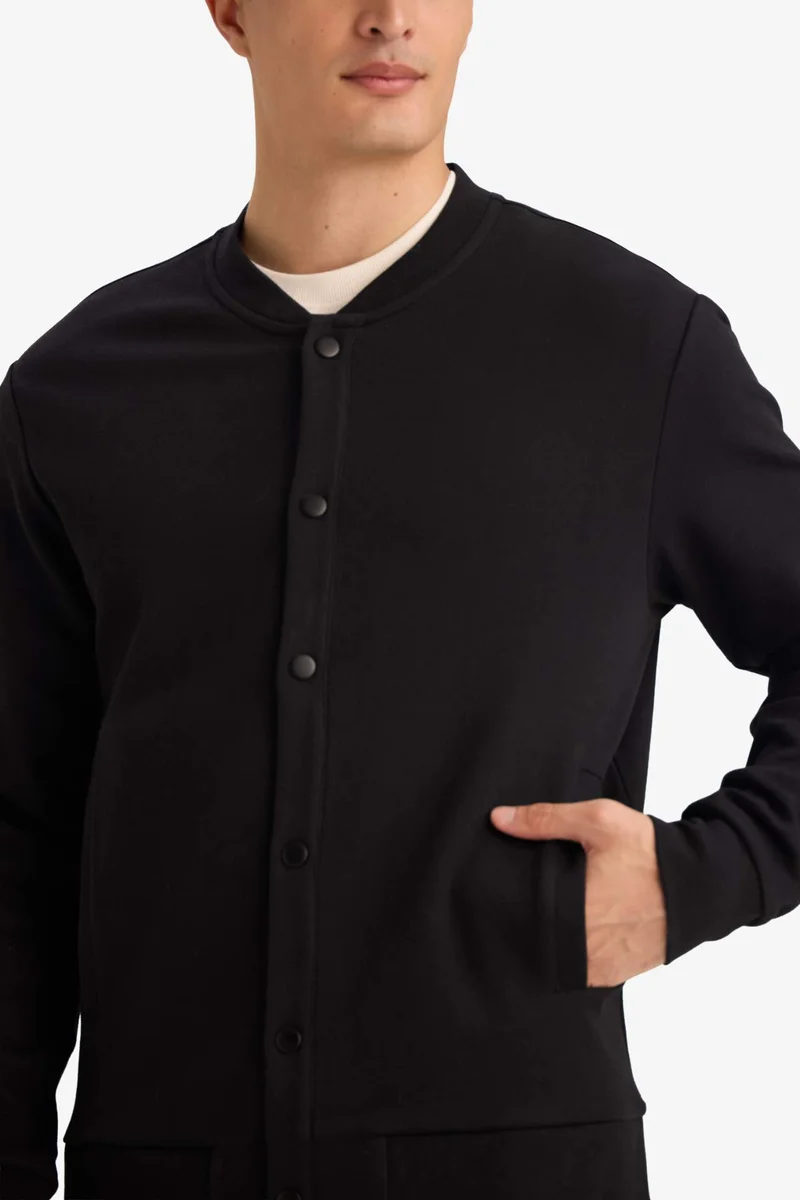 Defacto  Crew Neck with Pockets Buttoned Bomber Jacket for Men | Best Price UAE
