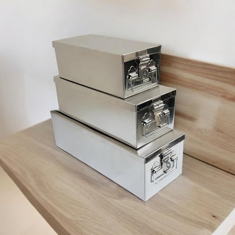 Jayco Stainless Steel Locker /Jewellery Boxes/Cash Peti Set (8, 10, 12, Silver)-Pack of 3 - Image 2