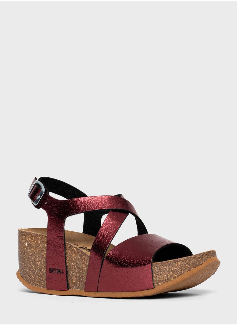 BAYTON - Malaga Strappy Mid Heel Wedges - Image 1