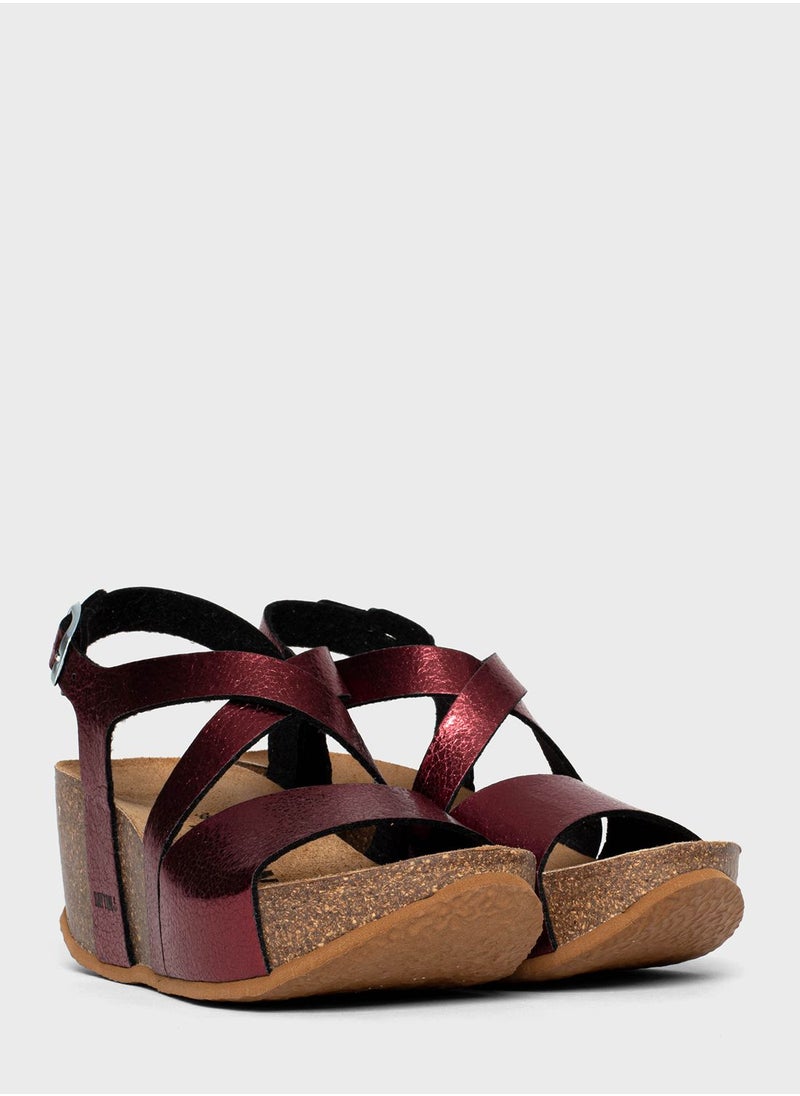 BAYTON - Malaga Strappy Mid Heel Wedges - Image 1