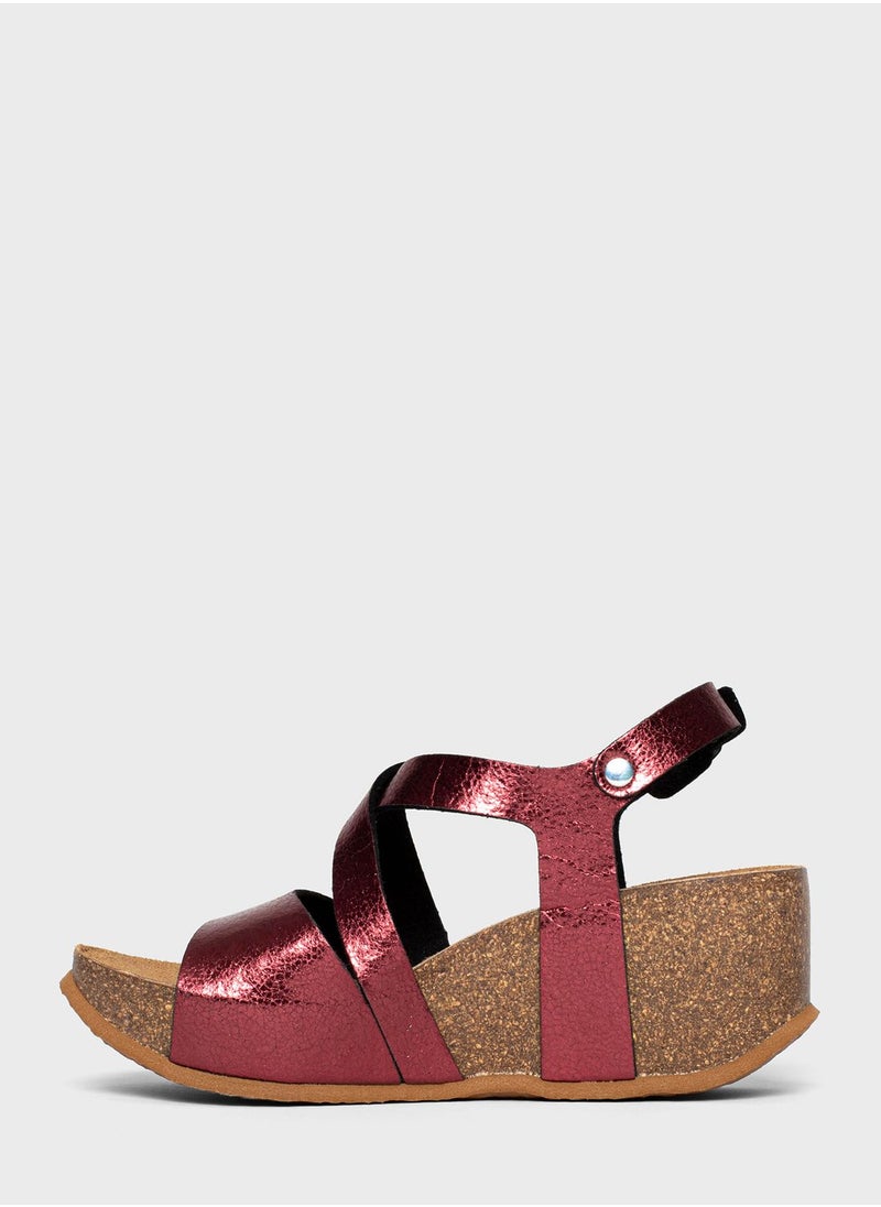 BAYTON - Malaga Strappy Mid Heel Wedges - Image 1