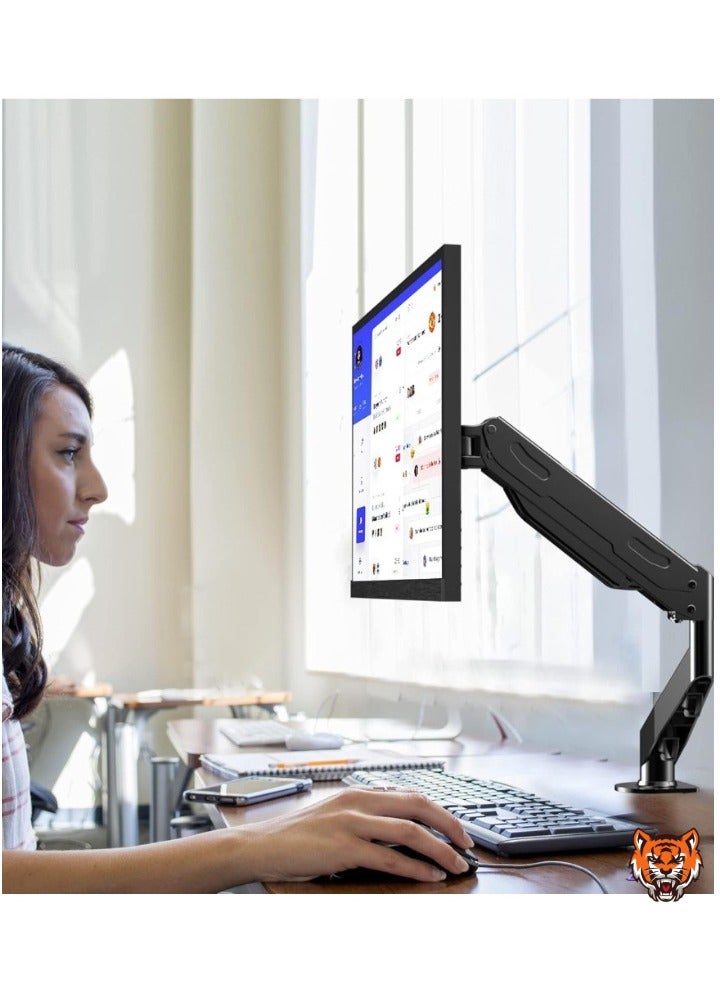 TIGER Gas Spring Monitor Arm – Single Monitor Desk Mount, Adjustable VESA Mount, Fits Computer Monitors, Desk Monitor Stand with Smooth Height and Angle Adjustment  - Image 2