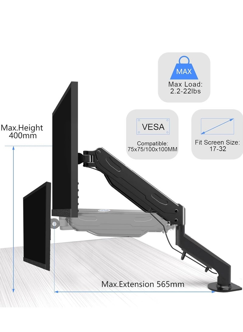 TIGER Gas Spring Monitor Arm – Single Monitor Desk Mount, Adjustable VESA Mount, Fits Computer Monitors, Desk Monitor Stand with Smooth Height and Angle Adjustment  - Image 4