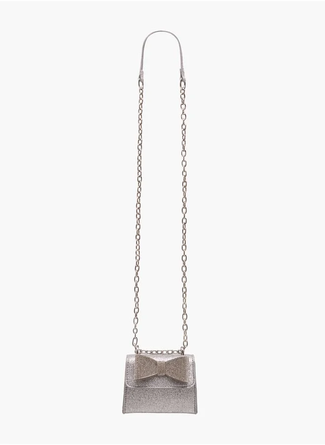 Flora Bella By Shoexpress Girls Bow Accent Crossbody Bag With Chain Strap And Flap Closure Ramadan Collection