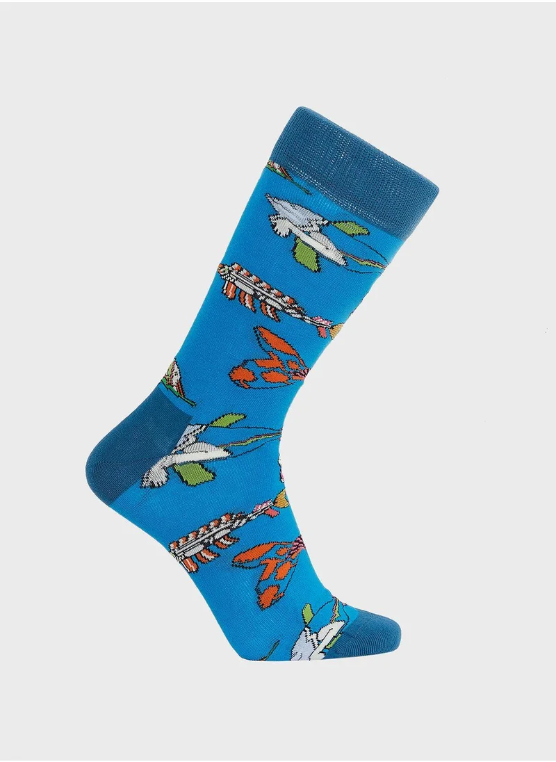 Happy Socks Fish & Whales Print Socks