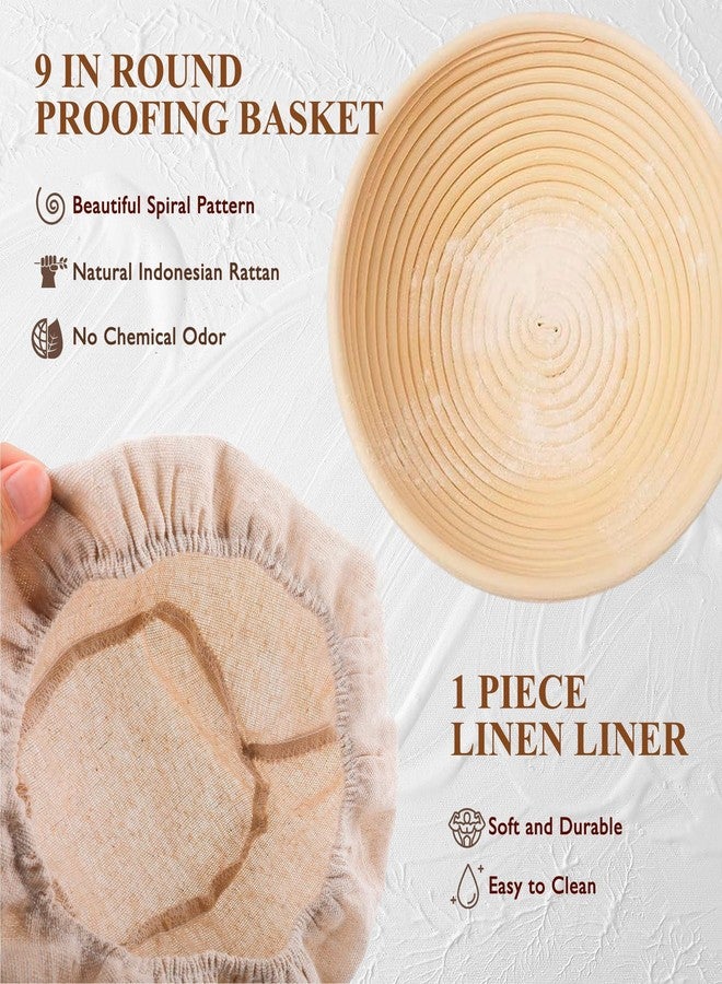 Sumeber Sourdough Bread Baking Supplies Tools,10 Inch Oval & 9 Inch Round Banneton Bread Proofing Basket Set,Bowl Scraper, Silicone Spatula, Baking Mat | Sour Dough Kit & Bread Making Tools - Image 4