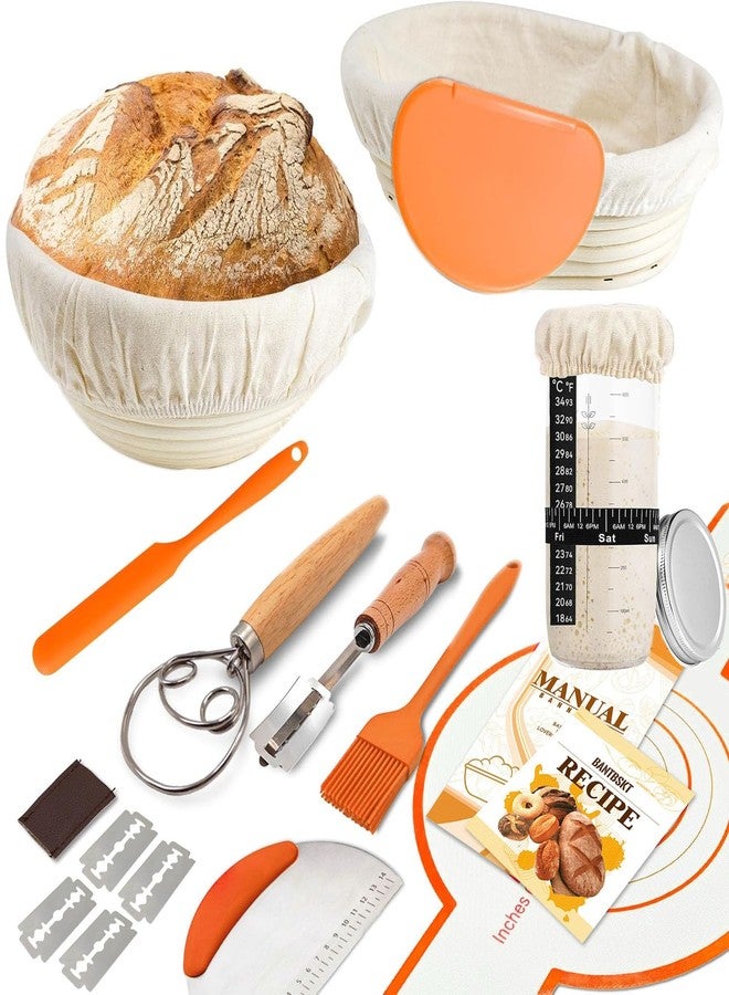 Sumeber Sourdough Bread Baking Supplies Tools,10 Inch Oval & 9 Inch Round Banneton Bread Proofing Basket Set,Bowl Scraper, Silicone Spatula, Baking Mat | Sour Dough Kit & Bread Making Tools - Image 1