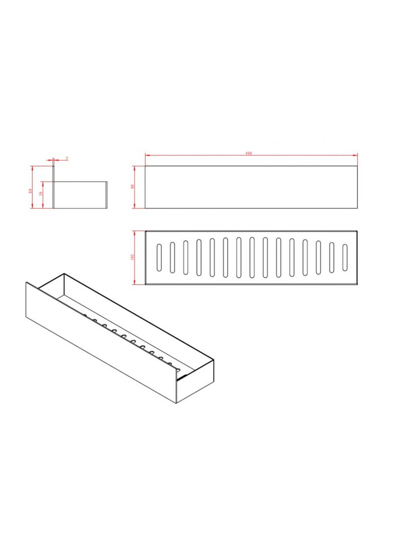 DANUBE HOME Milano SS Wall-Mounted Shelf – Heavy-Duty Stainless Steel Bathroom & Kitchen Storage Rack | Rust-Resistant, Space-Saving Design with Modern Matte Finish 40 Cm Black  - Image 2