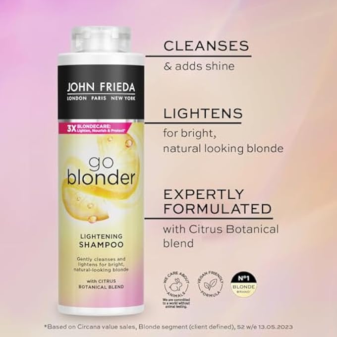John Frieda SHEER BLONDE GO BLONDER LIGHTENING SHAMPOO FOR BLONDE HAIR, 500 ML - Image 3