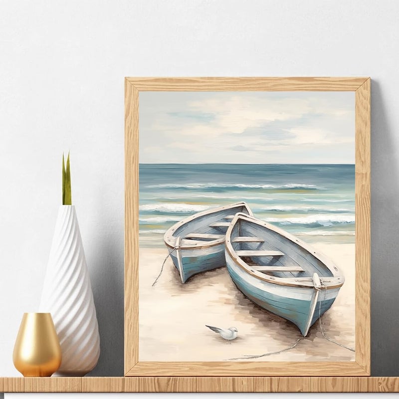 Natuyalo Paint by Numbers for Adults Beginner, Boat on The Beach Acrylic Easy Paint by Numbers Kits Craft Kits for Adults Suitable for Home Wall Decoration Flameless 16x20 Inch - Image 2